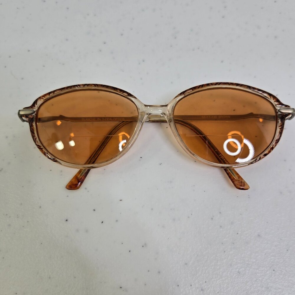 Blanche I-dealoptics Brown Sunglasses Eyeglasses Glasses Plastic Vtg 52 17 130